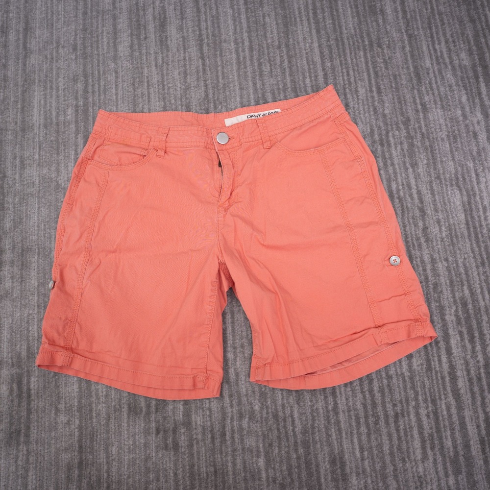 DKNY Jeans Bermuda Shorts‎ Womens 10 Coral Pink Cotton Stretch Casual Summer